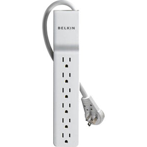 Belkin 6 Outlet Home/Office Surge Protector - Rotating Plug - 6 foot Cable -White - 720 Joules - BE106001-06R