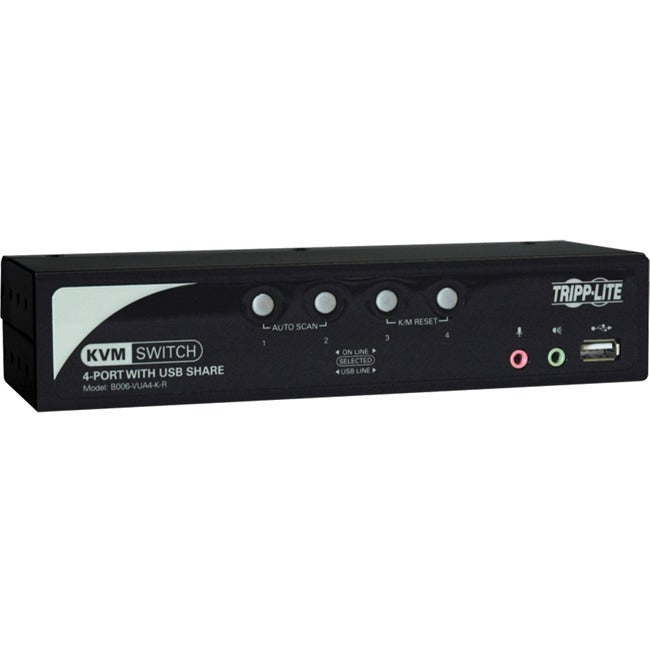 Tripp Lite by Eaton 4-Port KVM Switch with Audio, OSD and Peripheral Sharing - B006-VUA4-K-R