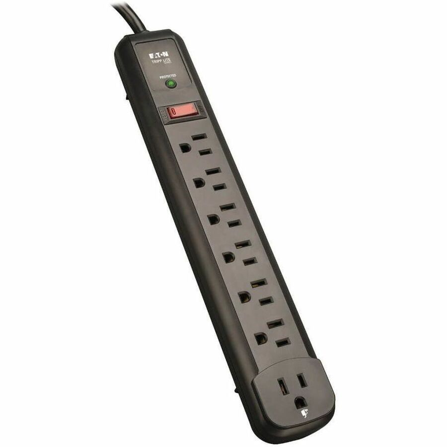 Tripp Lite by Eaton Protect It! 7-Outlet Surge Protector 6 Right-Angle Outlets 4 ft. (1.22 m) Cord 1080 Joules Diagnostic LED Black Housing - TLP74RB