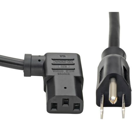 Eaton Tripp Lite Series Computer Power Cord, NEMA 5-15P to Right-Angle C13 - 10A, 125V, 18 AWG, 6 ft. (1.83 m), Black - P006-006-13RA