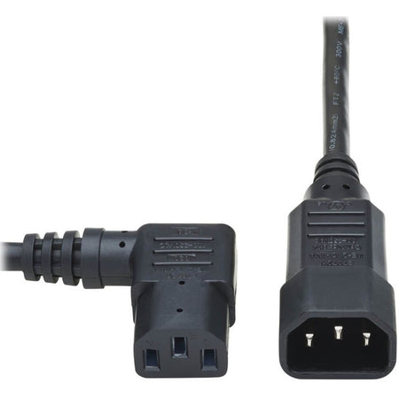Tripp Lite by Eaton Power Extension Cord Right-Angle C13 to C14 PDU Style - 10A 250V 18 AWG 2 ft. (0.61 m) Black - P004-002-13RA