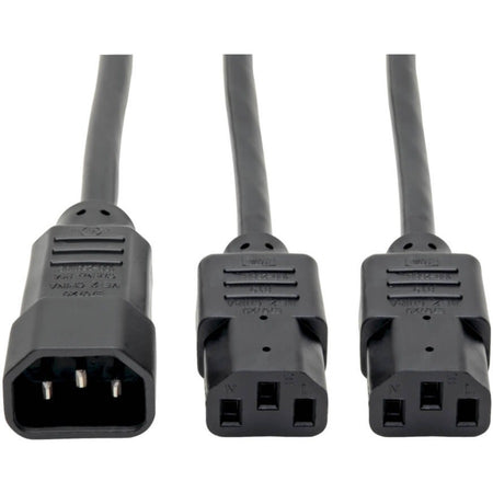 Eaton Tripp Lite Series C14 Male to C13 Female Splitter, PDU Style - C14 to 2x C13, 10A, 250V, 18 AWG, 6 ft. (1.83 m), Black - P004-006-2C13