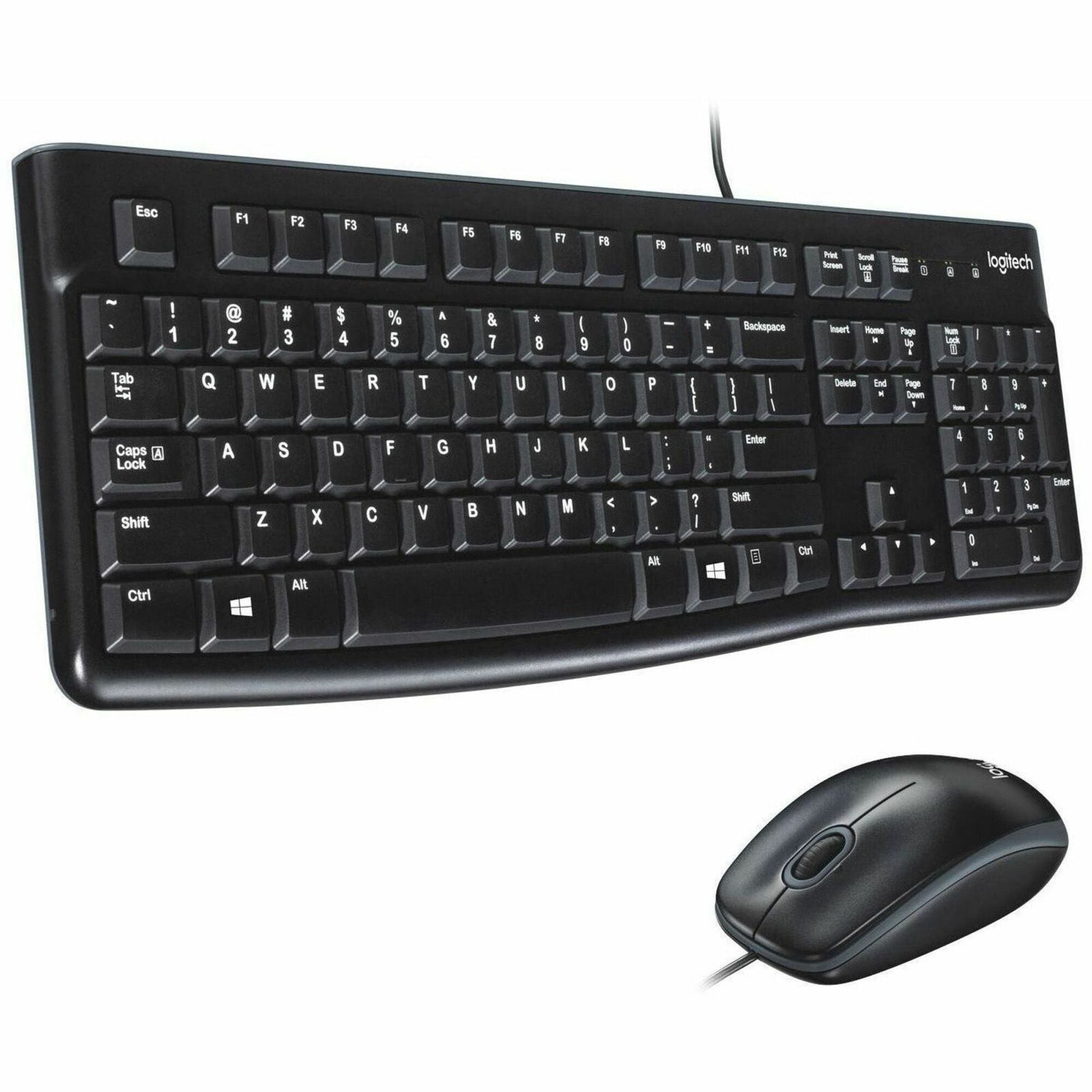 Logitech MK120 Wired Keyboard and Mouse Combo for Windows, Optical Wired Mouse, Full-Size Keyboard, USB Plug-and-Play - 920-002565