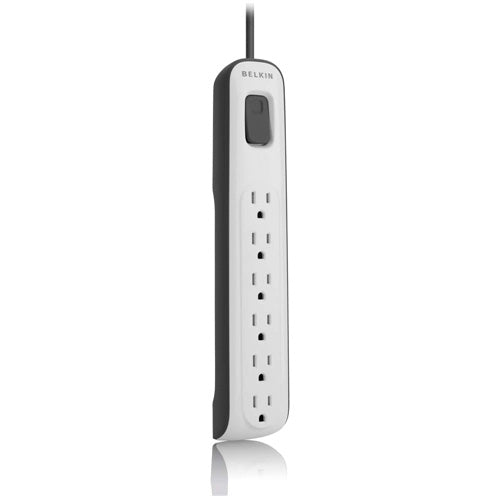 Belkin 6 Outlet AV Power Strip Surge Protector with 4ft Power Cord - 600 Joules - Black - BV106000-04-BLK