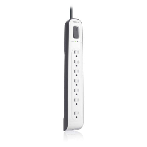 Belkin 7-Outlet AV Surge Protector with 12-Ft Power Cord and Telephone Protection, 2000 Joules (BV107200-12),White - BV107200-12
