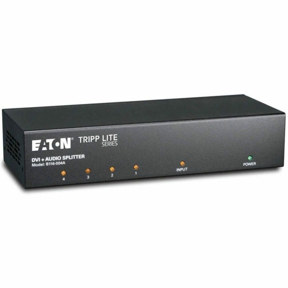 Eaton Tripp Lite Series 4-Port DVI Splitter with Audio and Signal Booster - Single-Link DVI-I, 1920 x 1200 (1080p) @ 60 Hz, TAA - B116-004A