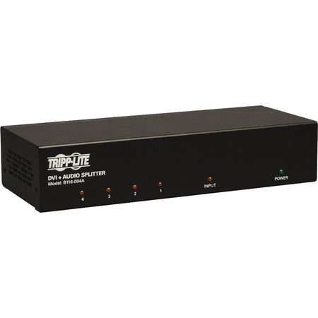 Tripp Lite by Eaton 4-Port DVI Splitter with Audio and Signal Booster - Single-Link DVI-I, 1920 x 1200 (1080p) @ 60 Hz, TAA - B116-004A