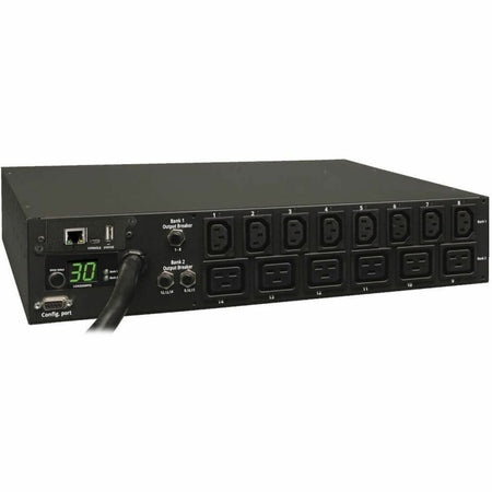 Tripp Lite by Eaton PDU 5.5kW Single-Phase Switched PDU - LX Interface 208/230V Outlets (8 C13 & 6 C19) L6-30P Input 15 ft. (4.57 m) Cord 2U Rack-Mount TAA - PDUMH30HV19NET