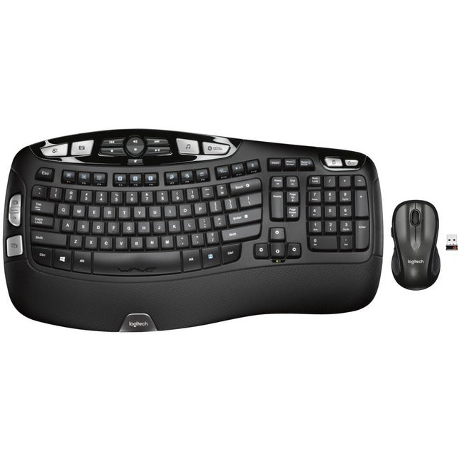 Logitech MK550 Wireless Wave Keyboard and Mouse Combo, Ergonomic Wave Design, Black - 920-002555