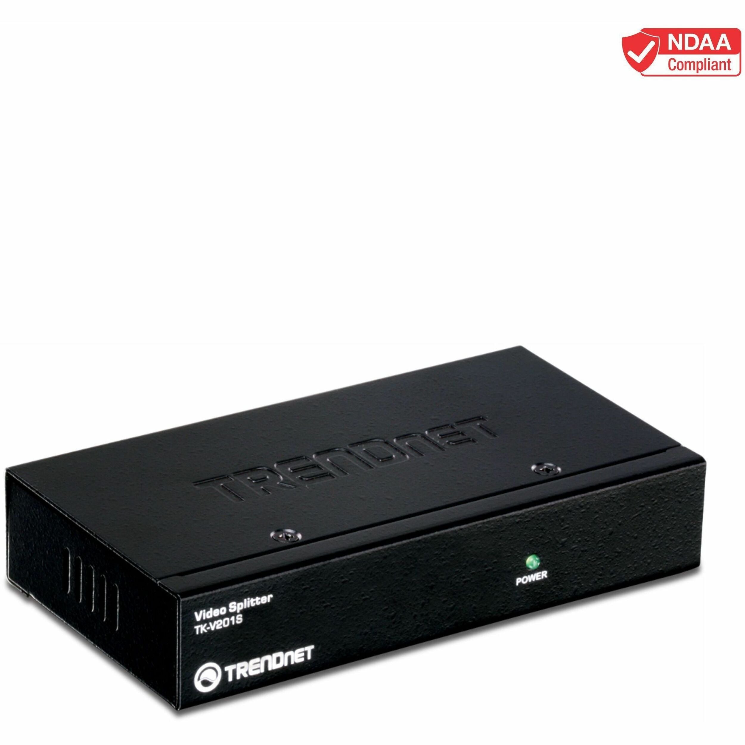 TRENDnet 4-Port Stackable Video Splitter, Cascade up to 3 units, Clone, Repeat, Support VGA, SVGA, Multisync Display, Up to 65 Meters, TK-V401S - TK-V401S