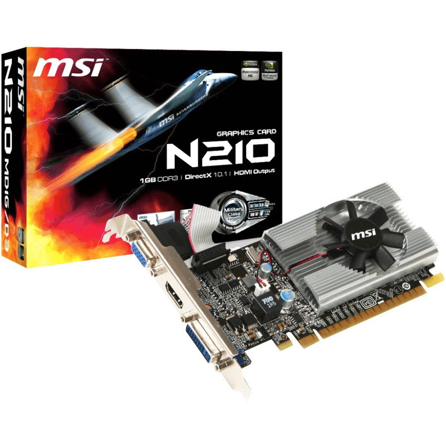 MSI NVIDIA GeForce 210 Graphic Card - 1 GB GDDR3 - Low-profile - N210-MD1G/D3