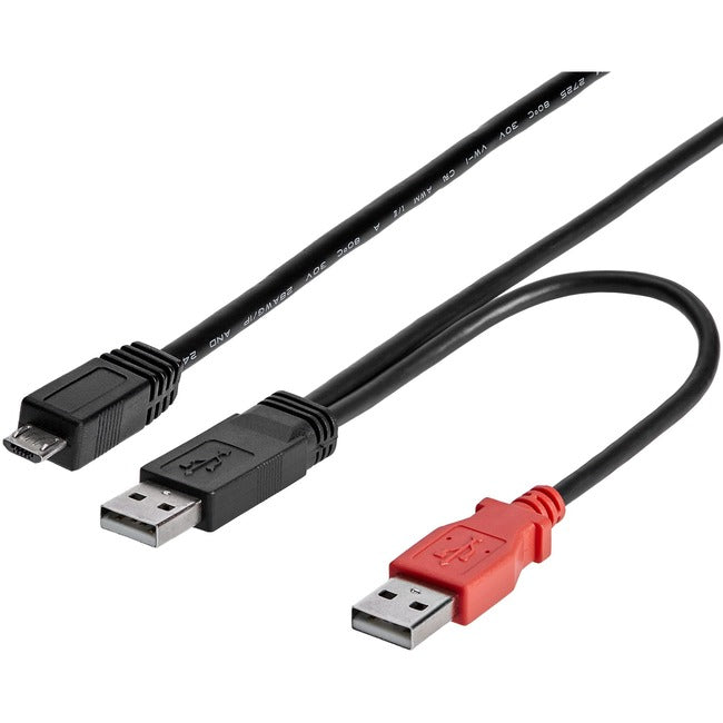 StarTech.com 3 ft USB Y Cable for External Hard Drive - Dual USB A to Micro B - USB2HAUBY3