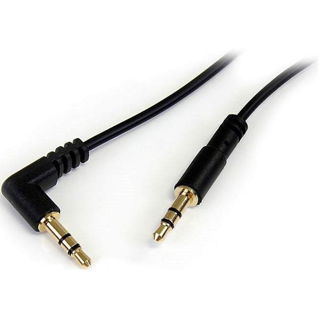 StarTech.com 3 ft Slim 3.5mm to Right Angle Stereo Audio Cable - M/M - MU3MMSRA