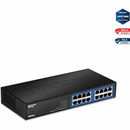 TRENDnet 6-Port Unmanaged Gigabit GREENnet Desktop Metal Switch, Ethernet-Network Switch, 16 x 10-100-1000 RJ-45 Ports, 32 Gbps Forwarding Capacity, Lifetime Protection, Black, TEG-S16DG - TEG-S16DG