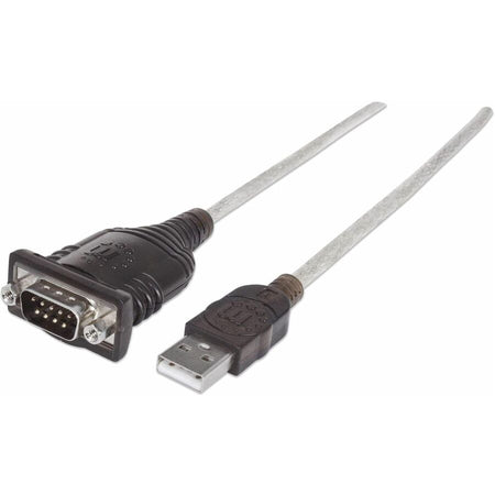 USB-A to Serial Converter cable, 45cm, Male to Male, Serial/RS232/COM/DB9, Prolific PL-2303RA Chip, Black/Silver cable, Three Year Warranty, Equivalent to ICUSB232V2. - 205153