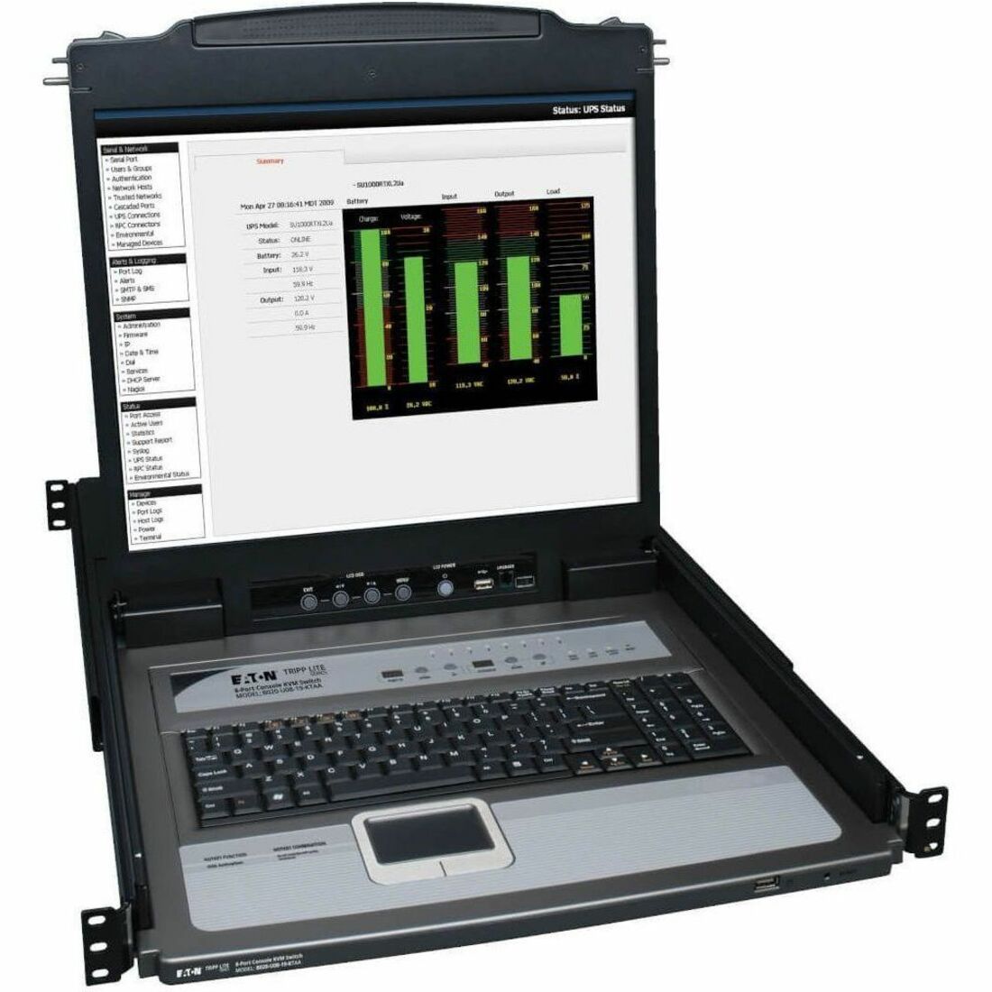 Tripp Lite by Eaton NetDirector 8-Port 1U Rack-Mount Console KVM Switch with 19-in. LCD + 8 PS2/USB Combo Cables - B020-U08-19KTAA