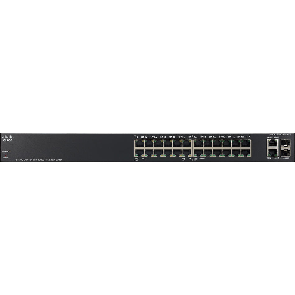 Cisco SF200-24P 24-Port 10/100 PoE Smart Switch - SLM224PT-NA