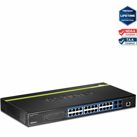 TRENDnet 24-Port Gigabit Layer 2 Switch with 4 Shared Mini-GBIC Slots; 48 Gbps Switching Capacity; SNMP; Lifetime Protection; TL2-G244 - TL2-G244