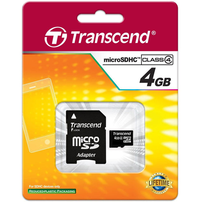 Transcend TS4GUSDHC4 4 GB Class 4 microSDHC - TS4GUSDHC4