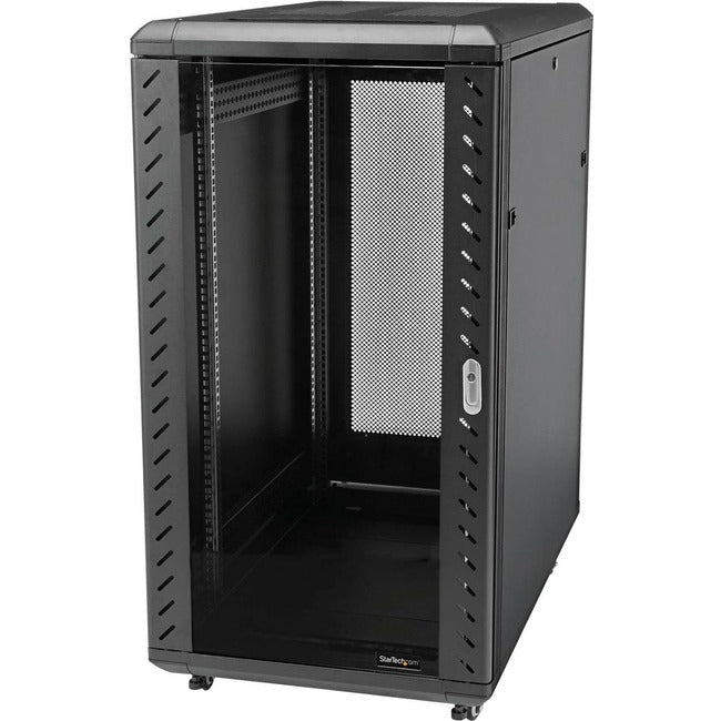 StarTech.com 4-Post 25U Server Rack Cabinet, 19" Data Rack Cabinet for Computer / IT Equipment, Home Network Rack, Half Height Server Rack - RK2536BKF