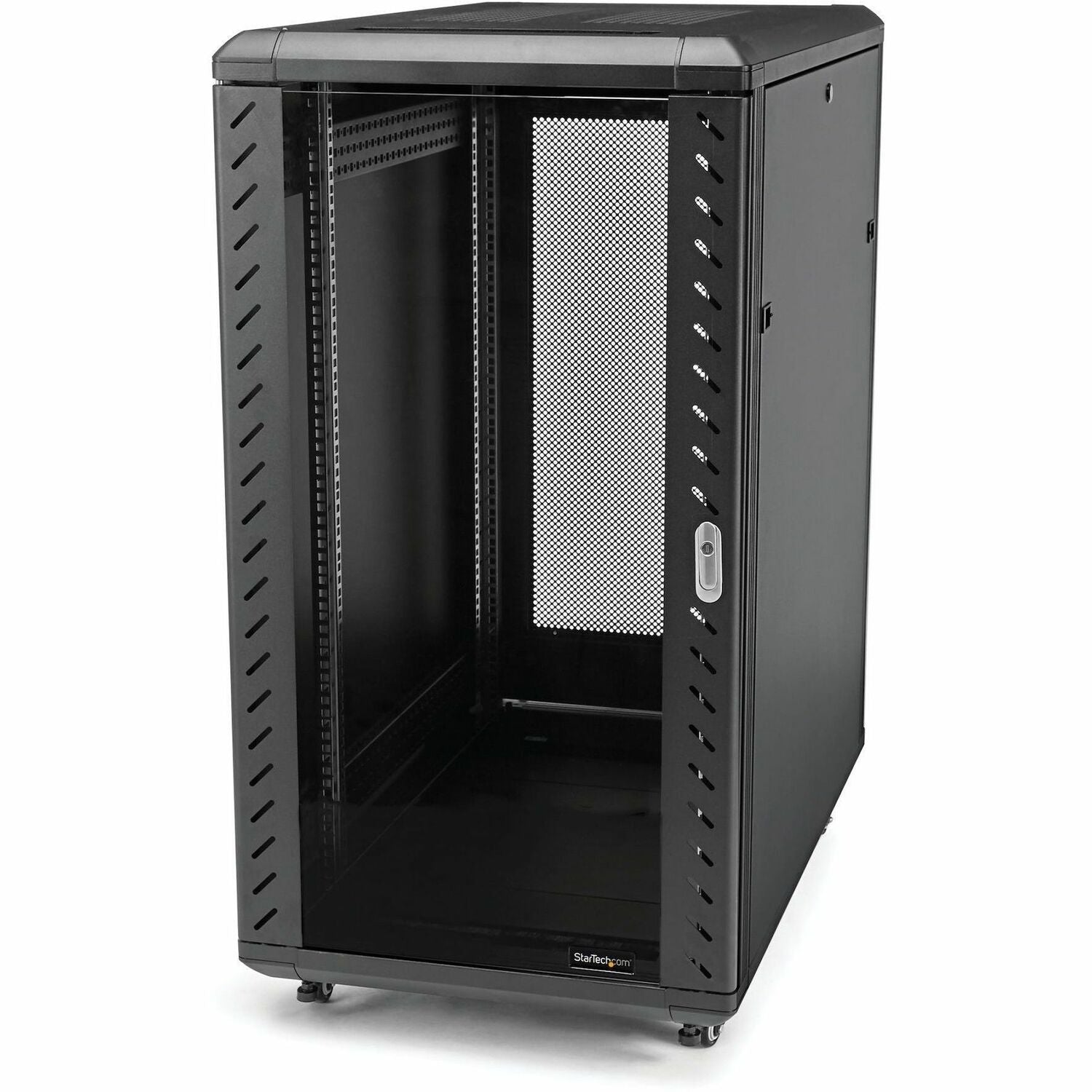 StarTech.com 4-Post 25U Server Rack Cabinet, 19" Data Rack Cabinet for Computer / IT Equipment, Home Network Rack, Half Height Server Rack - RK2536BKF