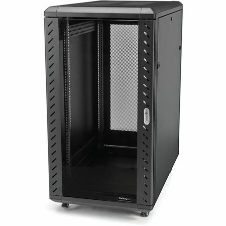 StarTech.com 4-Post 25U Server Rack Cabinet, 19" Data Rack Cabinet for Computer / IT Equipment, Home Network Rack, Half Height Server Rack - RK2536BKF