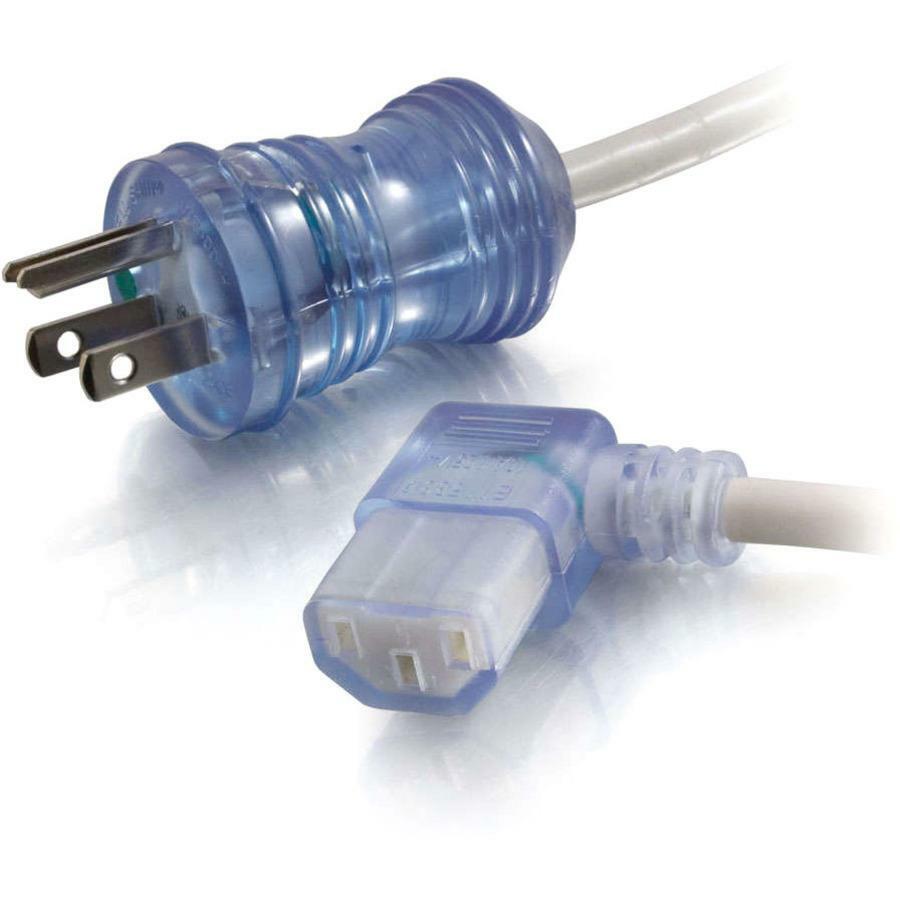 C2G 15ft 16 AWG Hospital Grade Power Cord (NEMA 5-15P to IEC320C13R) - Gray with Clear Connectors - 48052