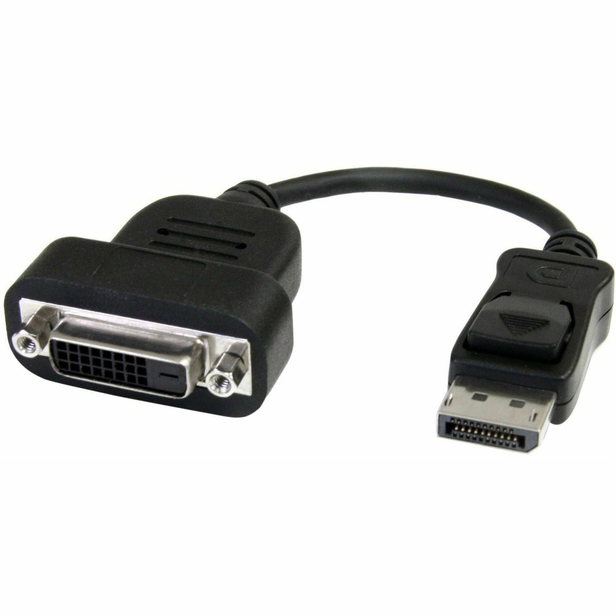 StarTech.com DisplayPort to DVI Adapter, Active DisplayPort to DVI-D Adapter Converter 1080p, DP 1.2 to DVI Adapter, Latching DP Connector - DP2DVIS