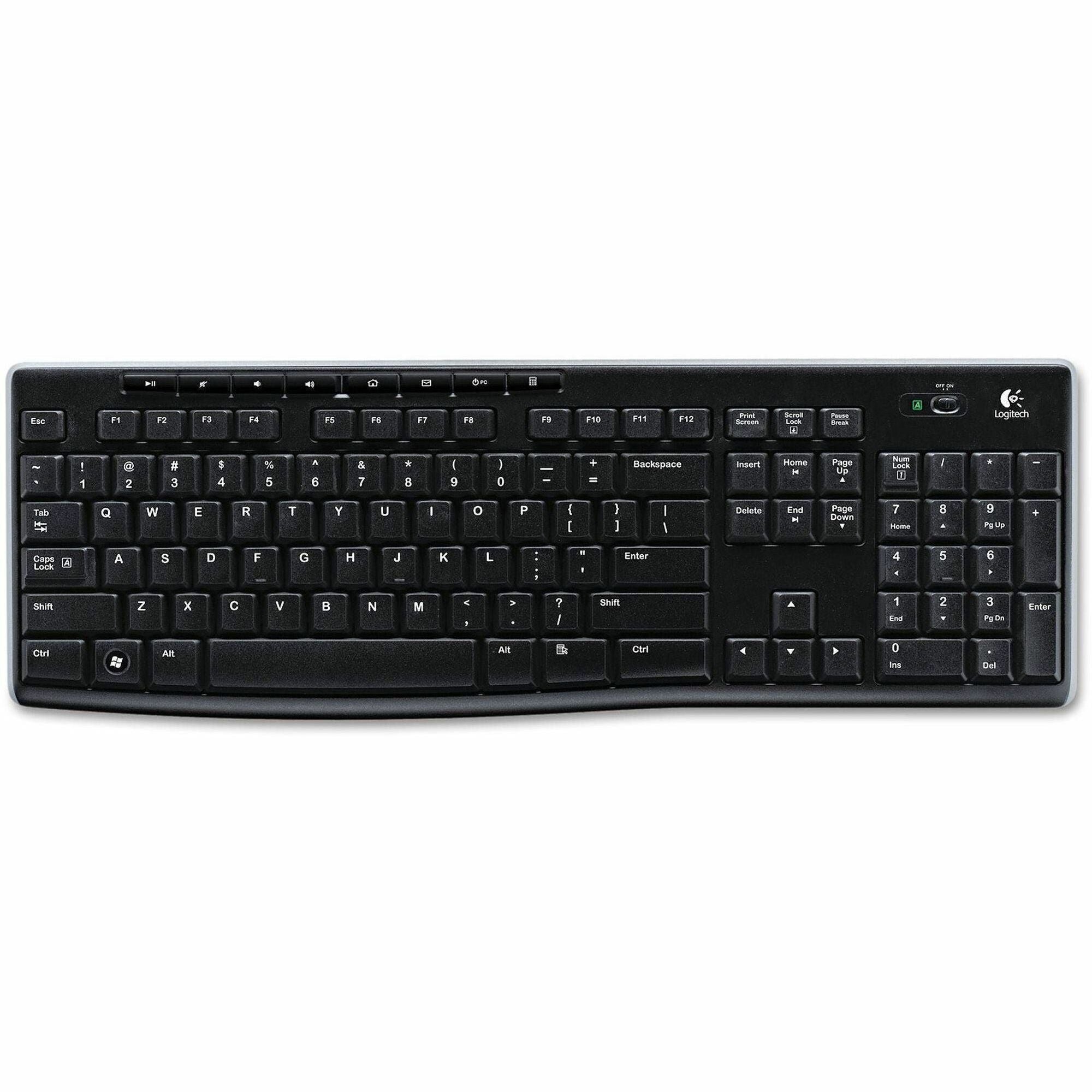 Logitech K270 Wireless Keyboard for Windows, 2.4 GHz Wireless, Full-Size, Number Pad, Black - 920-003051