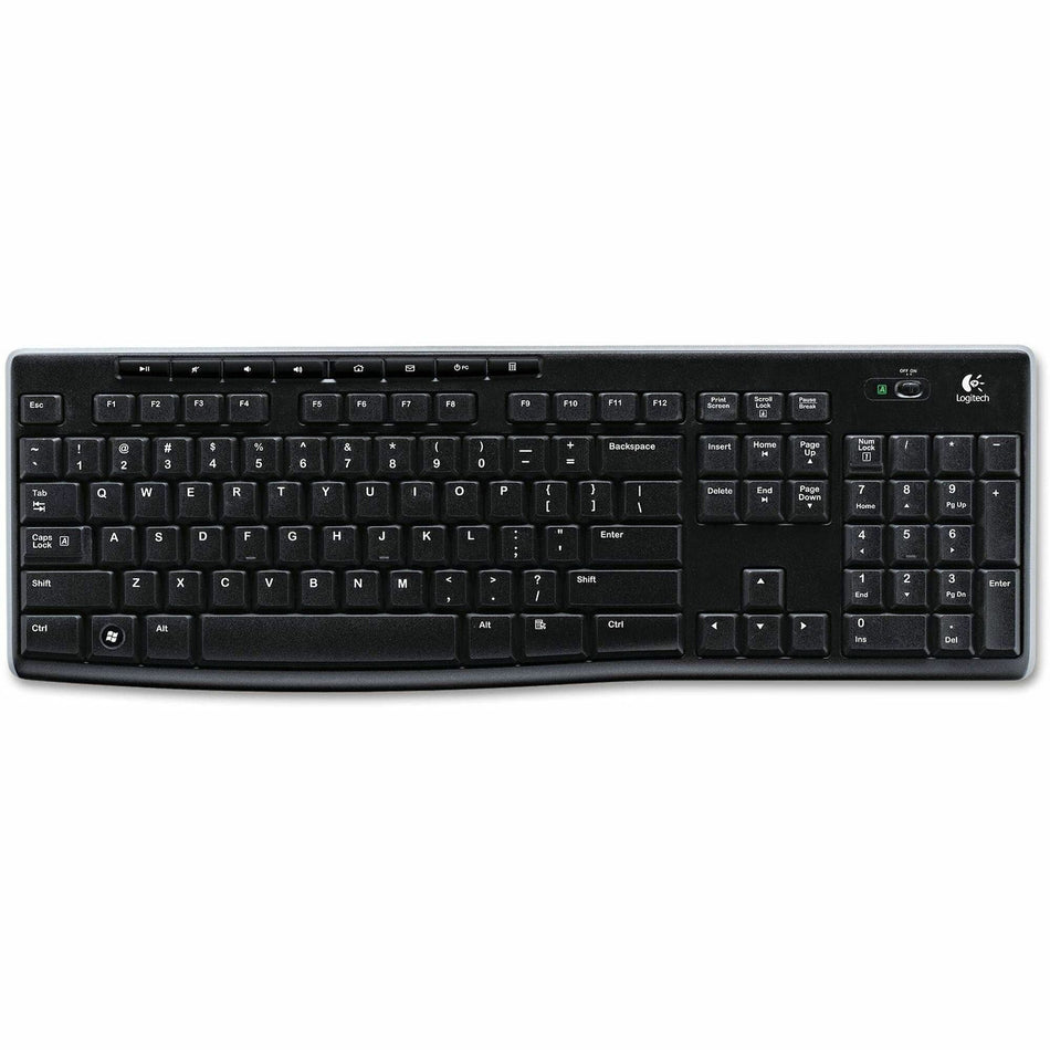 Logitech K270 Wireless Keyboard for Windows, 2.4 GHz Wireless, Full-Size, Number Pad, Black - 920-003051