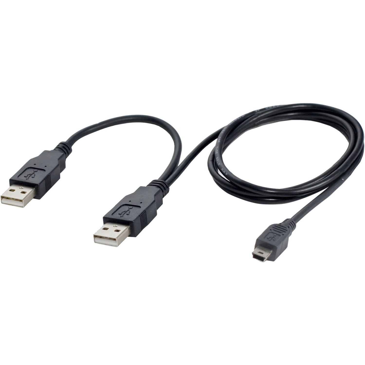 SYBA Multimedia Double Strength USB Y Cable Combines Two Type-A Ports into a Mini-b 5-Pin, Black - CL-CAB20042