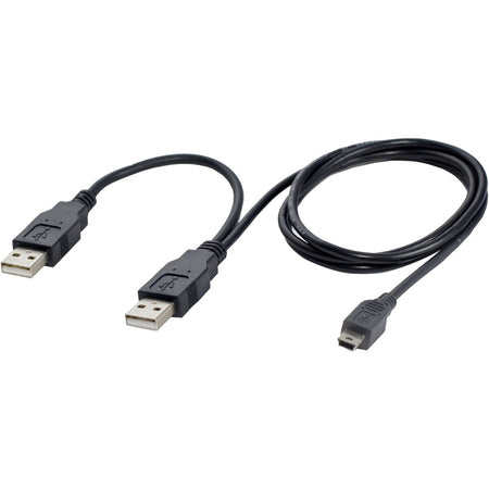 SYBA Multimedia Double Strength USB Y Cable Combines Two Type-A Ports into a Mini-b 5-Pin, Black - CL-CAB20042