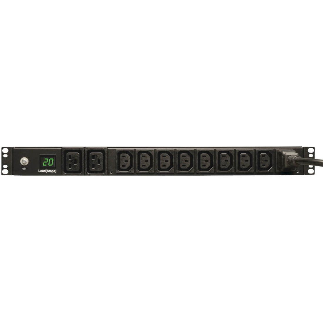 Tripp Lite by Eaton 3.7kW Single-Phase Local Metered PDU, 208/230V (8 C13 & 2 C19), C20 / L6-20P Adapter, 12 ft. (3.66 m) Cord, 1U Rack-Mount, TAA - PDUMH20HV