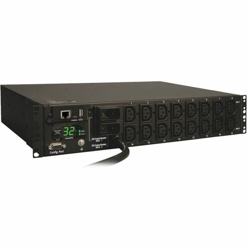 Eaton 7.4kW Single-Phase Switched PDU, LX Interface, 230V Outlets (16-C13), IEC-309 Blue 230V 32A, 3.6m Cord, 2U Rack-Mount, TAA - PDUMH32HVNET