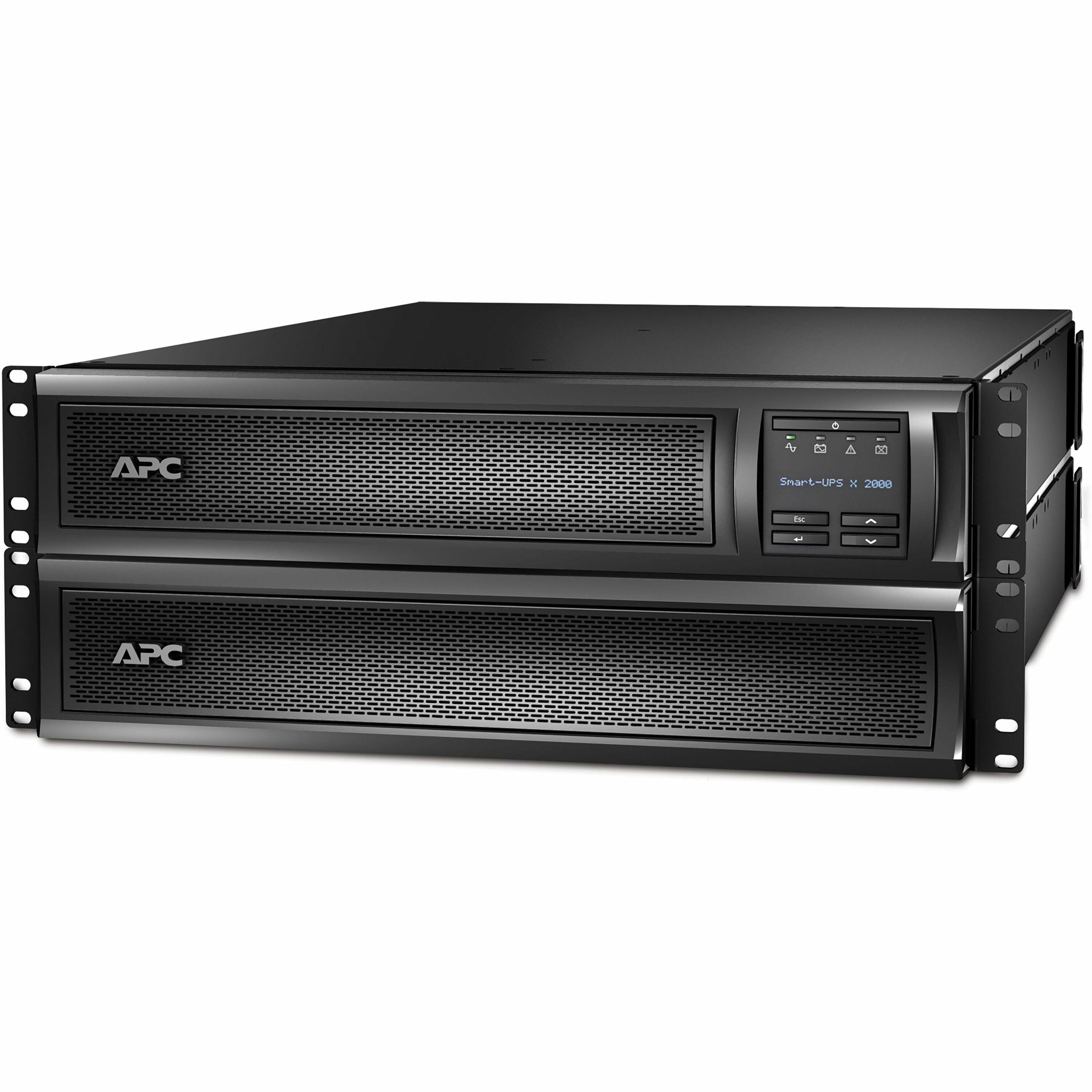 APC Smart-UPS X, Line Interactive, 2000VA, Rack/tower convertible 2U, 100V-127V, 3x 5-15R+3x 5-20R+1x L5-20R NEMA, NMC, Extended runtime - SMX2000RMLV2UNC