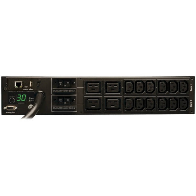 Tripp Lite by Eaton 5.5kW Single-Phase Monitored PDU with LX Platform Interface, 208/230V Outlets (12-C13 and 4-C19), L6-30P, 12 ft. (3.66 m) Cord, 2U Rack-Mount, TAA - PDUMNH30HV