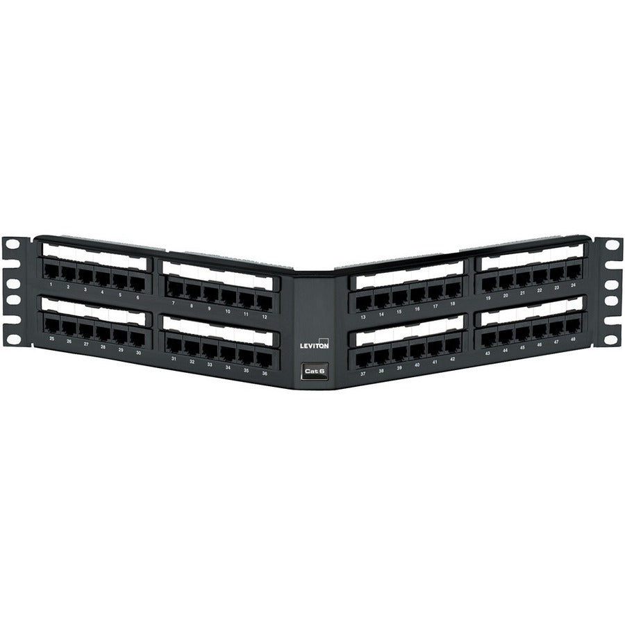 Leviton Cat 6 Universal Angled Patch Panel, 48-Port, 2RU - 69587-U48