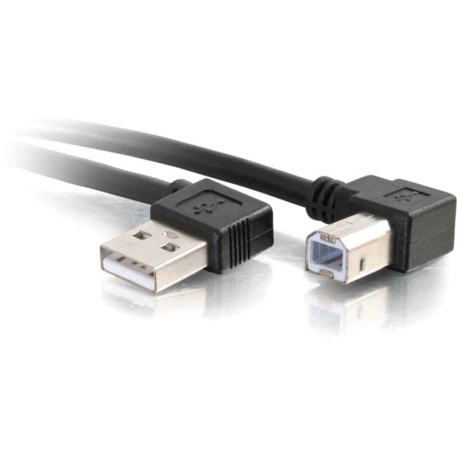 C2G 10ft Right Angle USB A to USB B Cable - USB A to B Cable - USB 2.0 - Black - M/M - 28111