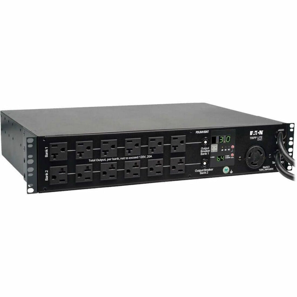 Tripp Lite by Eaton PDU 2.9kW Single-Phase Local Metered Automatic Transfer Switch PDU 2 120V L5-30P Inputs 24 5-15/20R & 1 L5-30R Outputs 2U TAA - PDUMH30AT