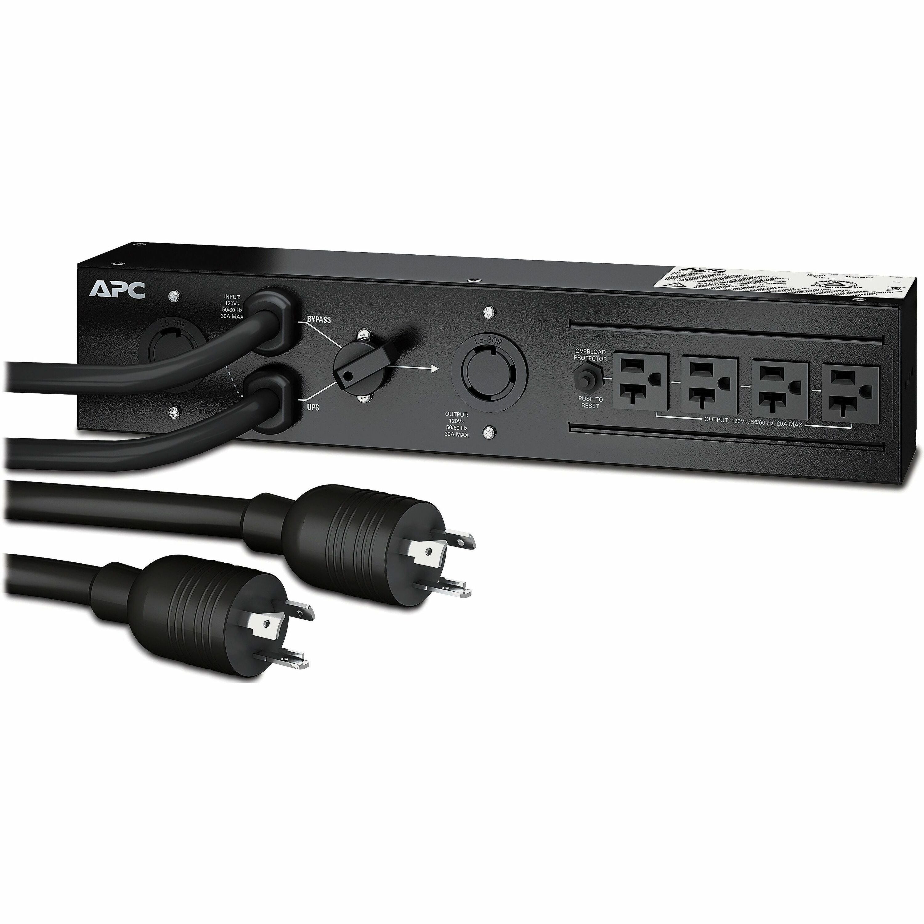 APC Service Bypass PDU, 120V 30AMP W/ (4) NEMA 5-20R AND (1) L5-30R - SBP3000RM