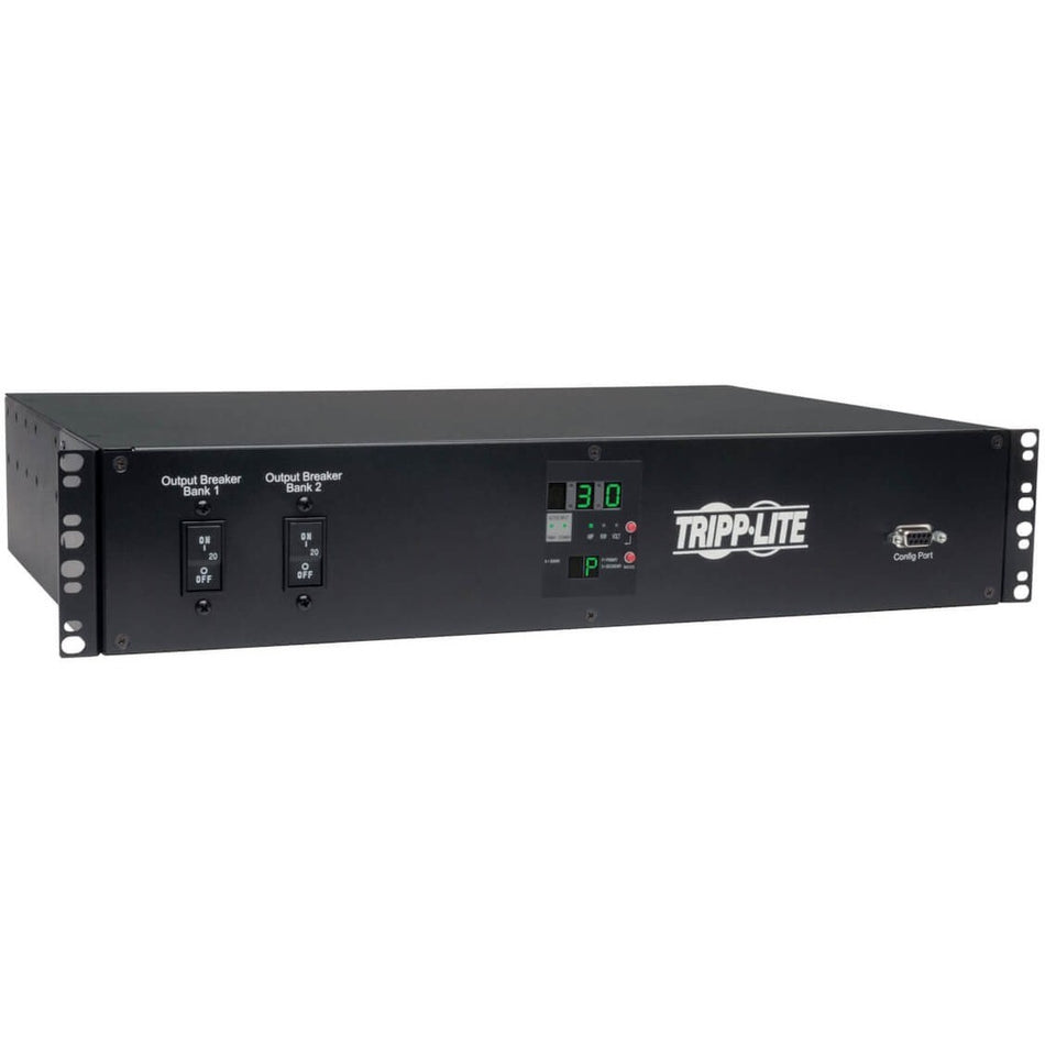 Tripp Lite by Eaton 5.8kW Single-Phase Local Metered Automatic Transfer Switch PDU, Two 200-240V L6-30P Inputs, 16-C13 2-C19 & 1 L6-30R Outlet, 2U, TAA - PDUMH30HVAT