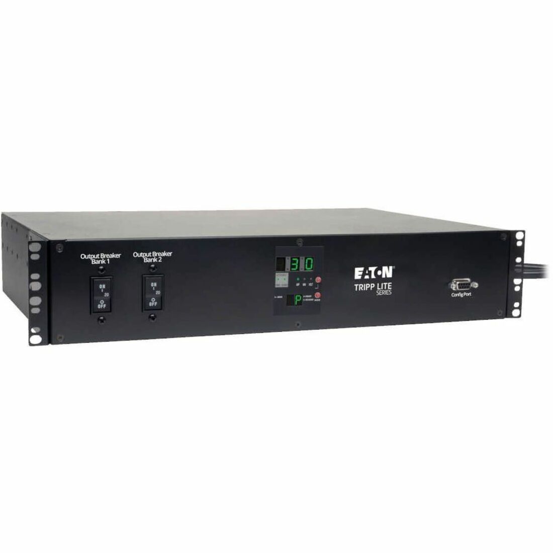 Eaton Tripp Lite Series 5.8kW Single-Phase Local Metered Automatic Transfer Switch PDU, Two 200-240V L6-30P Inputs, 16-C13 2-C19 & 1 L6-30R Outlet, 2U, TAA - PDUMH30HVAT