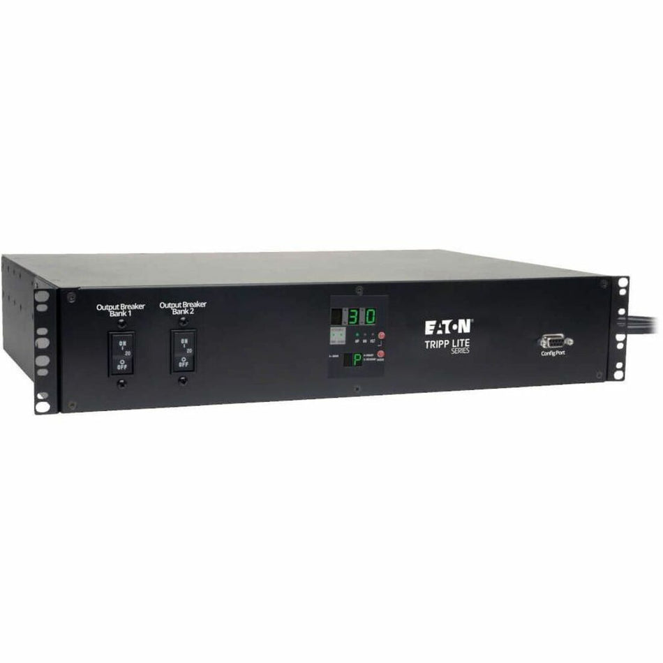 Eaton Tripp Lite Series 5.8kW Single-Phase Local Metered Automatic Transfer Switch PDU, Two 200-240V L6-30P Inputs, 16-C13 2-C19 & 1 L6-30R Outlet, 2U, TAA - PDUMH30HVAT