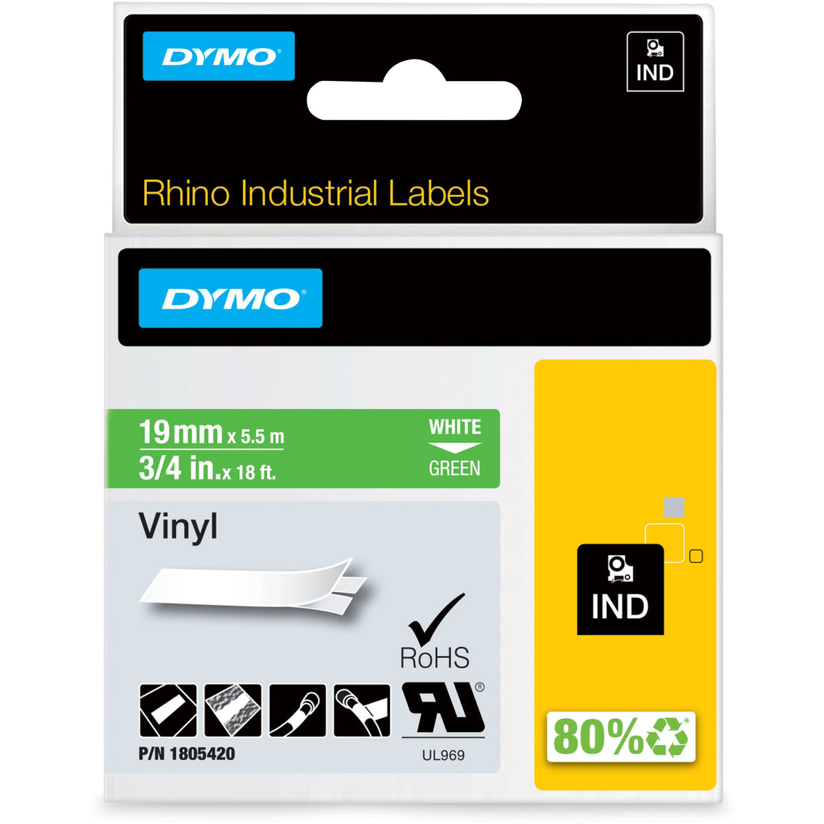 Dymo Colored 3/4" Vinyl Label Tape - 1805420