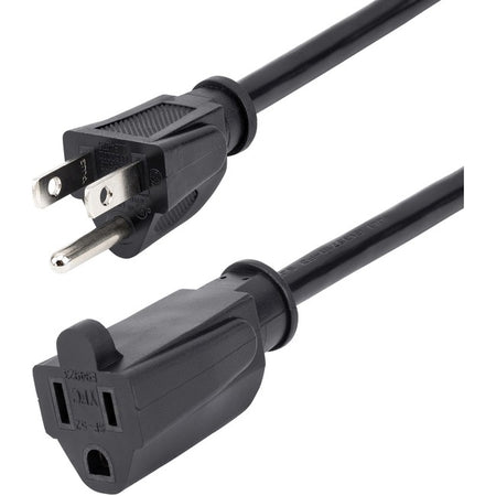 StarTech.com 20ft (6m) Power Extension Cord, NEMA5-15R to NEMA5-15P Black Extension Cord, 13A 125V, 16AWG, Computer Power Extension Cable - PAC10120