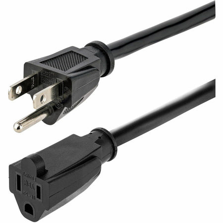 StarTech.com 10ft (3m) Heavy Duty Extension Cord, NEMA5-15R to NEMA5-15P Black Extension Cord, 15A 125V, 14AWG, Heavy Gauge Power Cable - PAC1011410