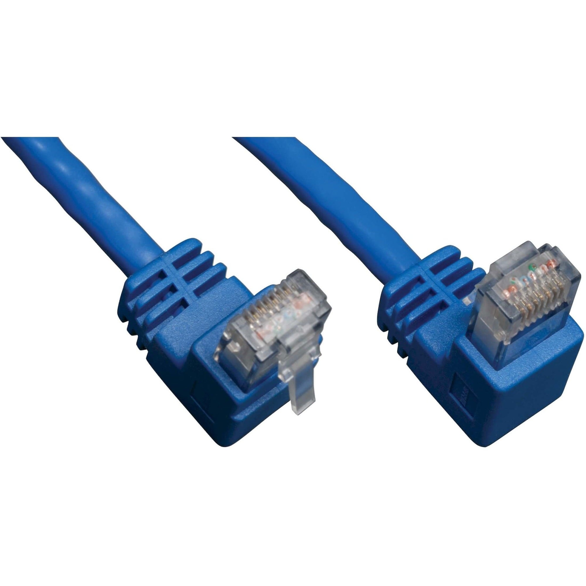 Eaton Tripp Lite Series Down-Angle Cat6 Gigabit Molded UTP Ethernet Cable (RJ45 Right-Angle Down M to RJ45 M), Blue, 3 ft. (0.91 m) - N204-003-BL-DN
