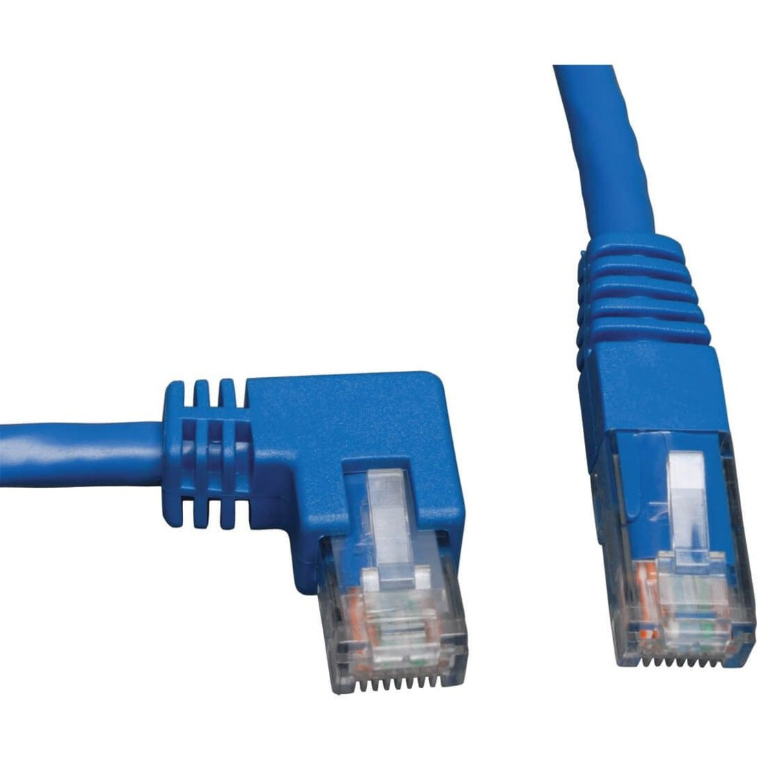 Eaton Tripp Lite Series Left-Angle Cat6 Gigabit Molded UTP Ethernet Cable (RJ45 Left-Angle M to RJ45 M), Blue, 3 ft. (0.91 m) - N204-003-BL-LA
