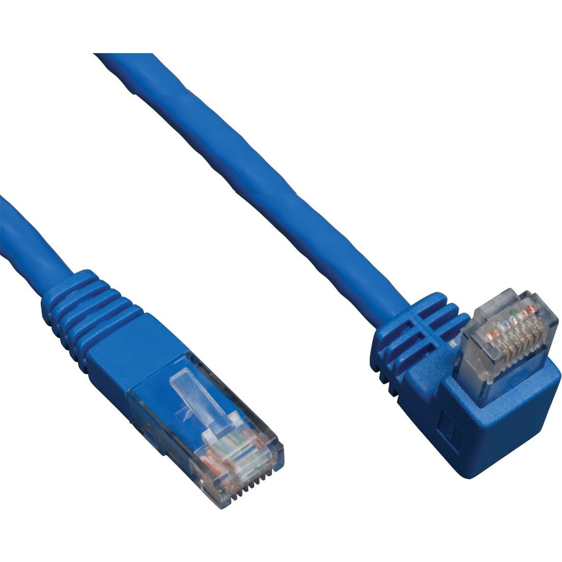 Tripp Lite by Eaton Down-Angle Cat6 Gigabit Molded UTP Ethernet Cable (RJ45 Right-Angle Down M to RJ45 M) Blue 10 ft. (3.05 m) - N204-010-BL-DN