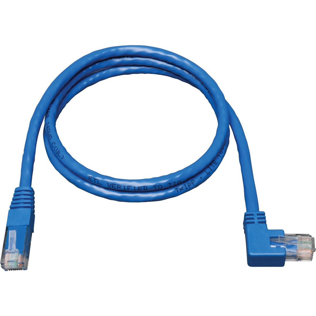 Eaton Tripp Lite Series Right-Angle Cat6 Gigabit Molded UTP Ethernet Cable (RJ45 Right-Angle M to RJ45 M), Blue, 10 ft. (3.05 m) - N204-010-BL-RA